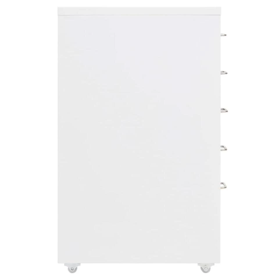 VidaXL Ladeblok Verrijdbaar 28x41x69 Cm Metaal Wit - Afbeelding 3