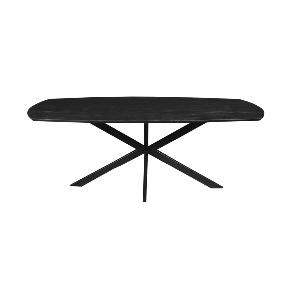 Eettafel Vicenza Black Deens 240x110cm - Mangohout - Zwart - Ovaal - Afbeelding 3