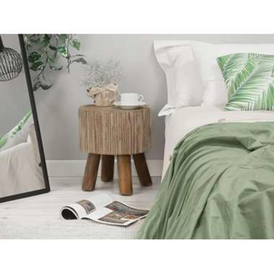 Beliani Bijzettafel TULITA - Lichte Houtkleur Teakhout - Afbeelding 2