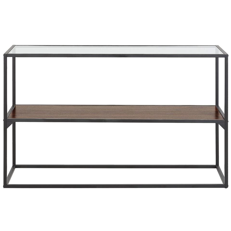 Beliani Consoletafel TAOS - Donkere Houtkleur Veiligheidsglas, Metaal - Afbeelding 4